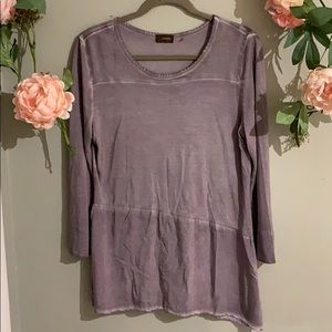 Crosby burnout peplum purple long sleeve tee.